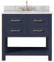 Avanity Brooks Bath Vanity, Navy Blue With Top and Sink, 36", Carrara White Marb