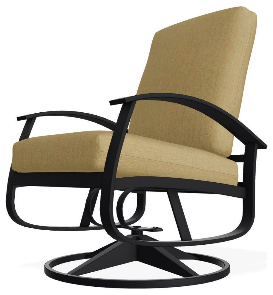 Belle Isle Cushion Outdoor Swivel Rocker, Stucco/Black