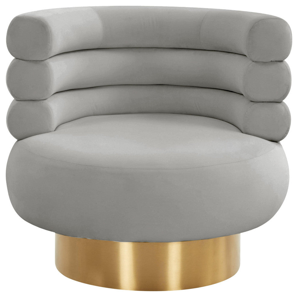 Naomi Grey Velvet Swivel Chair