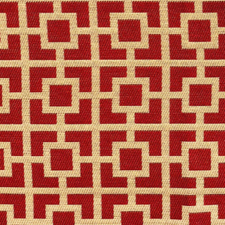 Crimson Square Red and Beige Luxury Throw Pillow, 18"x18"