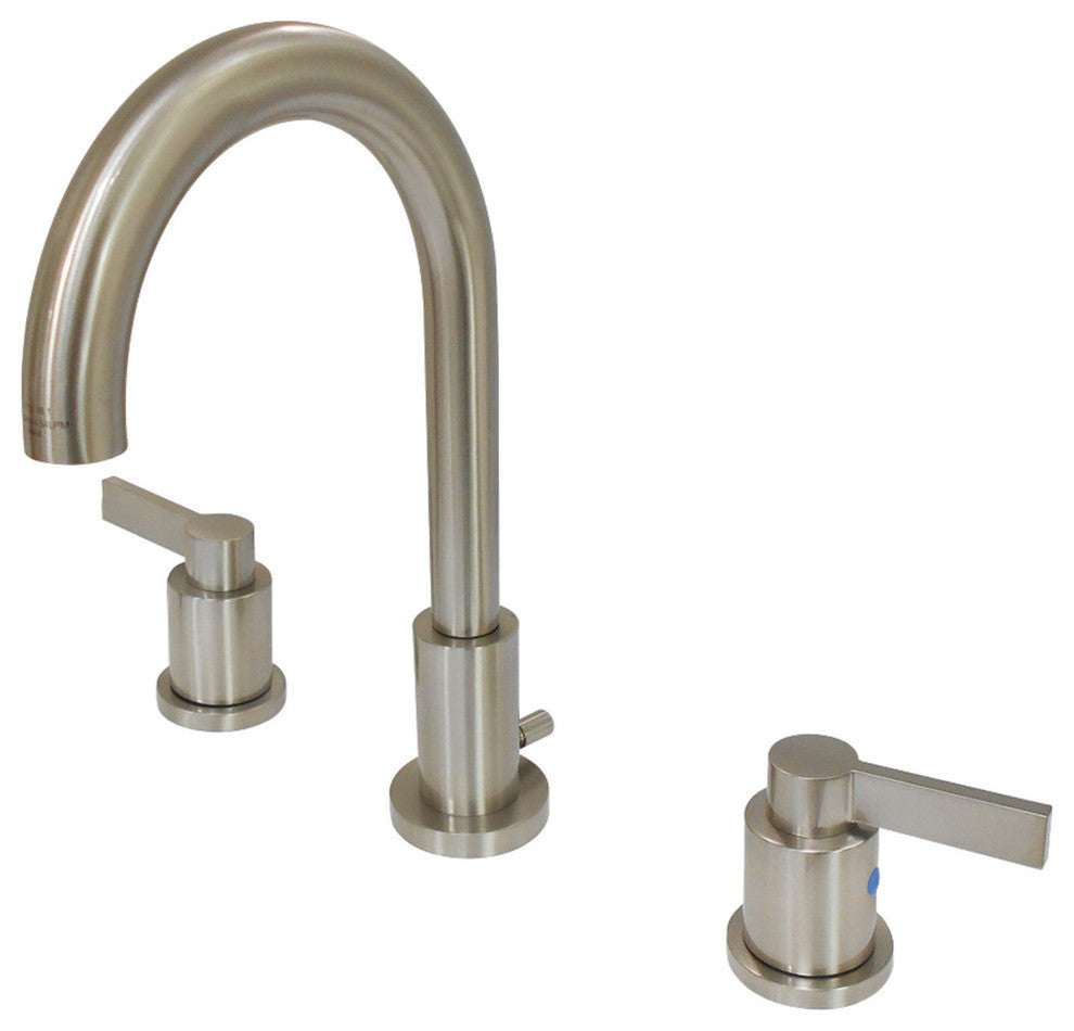 Widespread Bathroom Faucet, Brass Pop-Up, Brushed Nickel