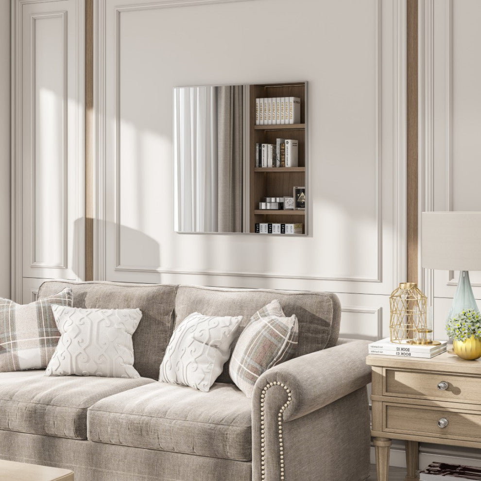 Eviva Vista 30" x 30" Square Brushed Nickel Metal Framed Mirror