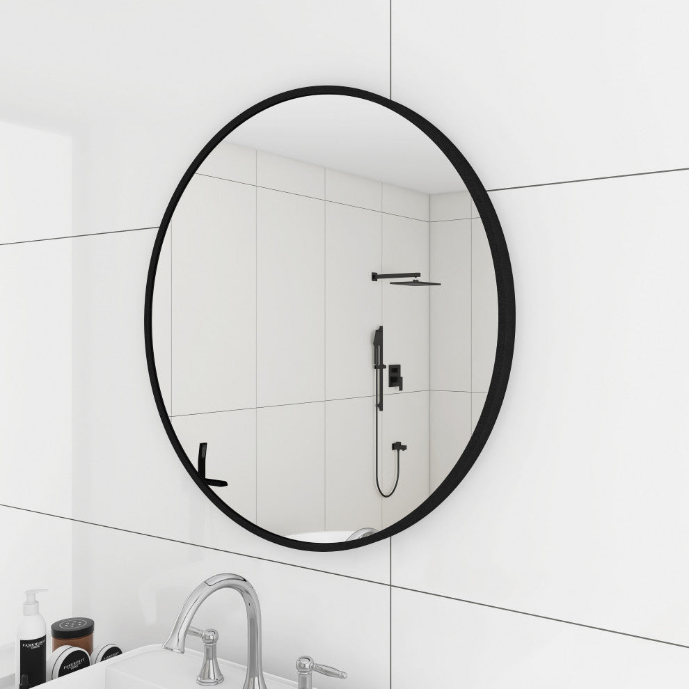 Round Framed Wall Mounted Bathroom Vanity Mirror, 30''