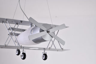 Airplane Light Fixture With Frosted White Glass, Silver