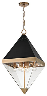 Coltrane 8 Light Pendant, Aged Brass Finish, Clear Acrylic
