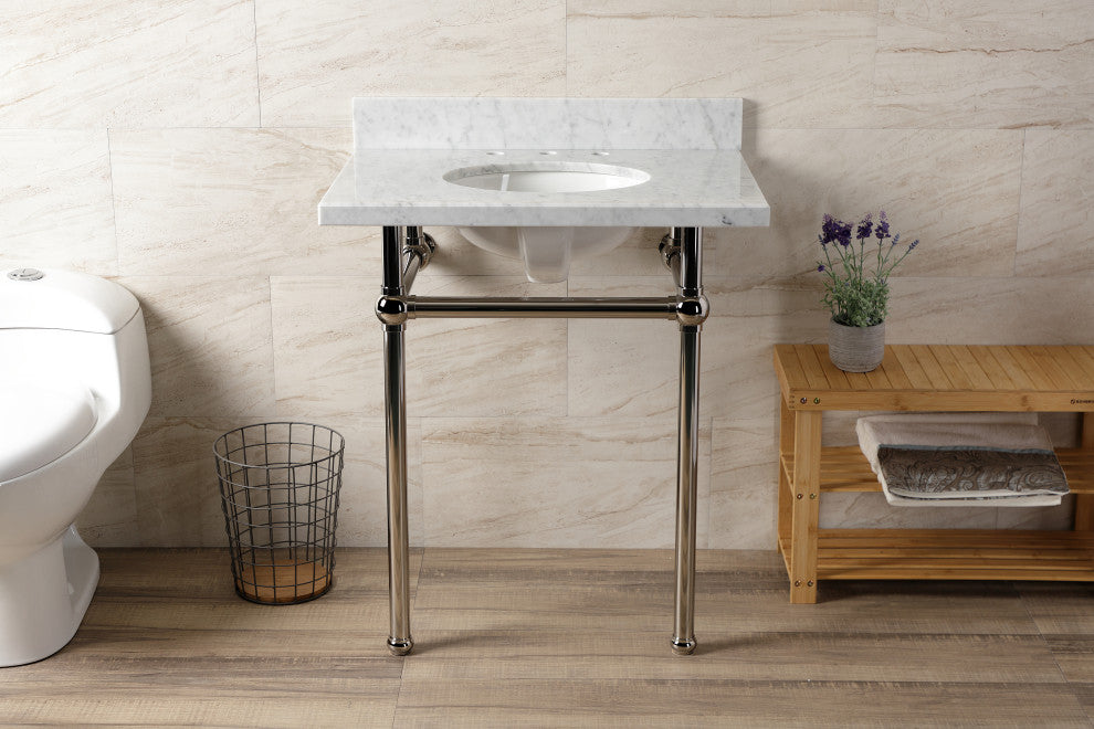 KVBH3022M86 30" Console Sink with Brass Legs (8-Inch, 3 Hole)