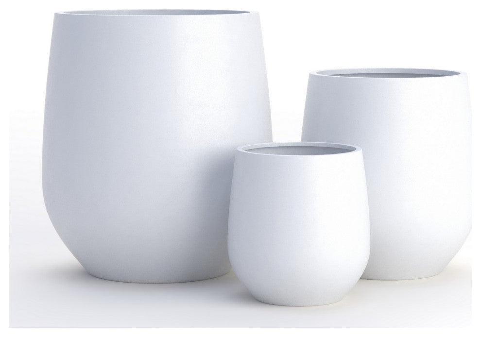 DTY Signature Mount Wilson 1-piece Fiberstone Tapered Planter, White, Medium