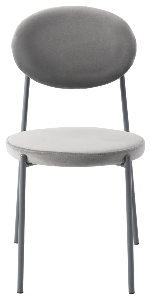 LeisureMod Euston Modern Velvet Dining Chair with Grey Steel Frame, Gray