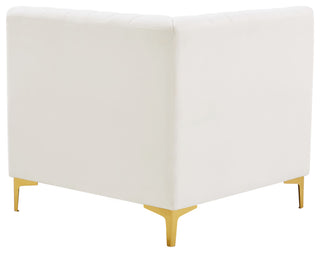 Alina Velvet Upholstered Modular Corner Chair, Cream