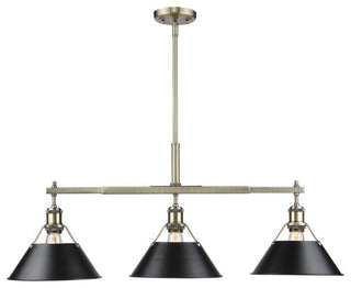 Golden Lighting Orwell Linear Pendant, Aged Brass, Black Shade