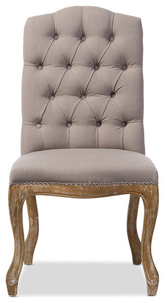 Hudson Beige Fabric Button-Tufted Upholstered Dining Chair