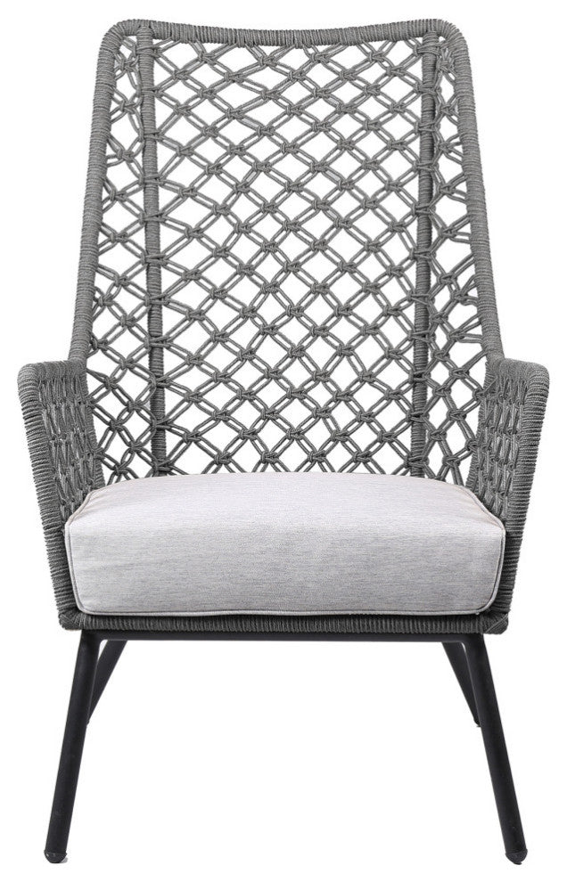 Marco Steel and Truffle Rope Indoor Outdoor Steel Lounge Chair, Gray