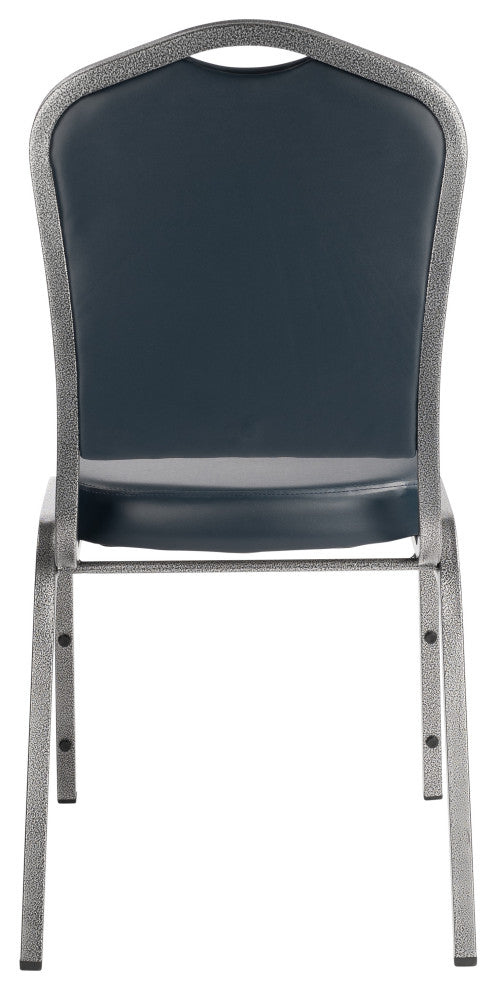 NPS 9300 Deluxe Vinyl Stack Chair, Midnight Blue Seat/Silvervein Frame