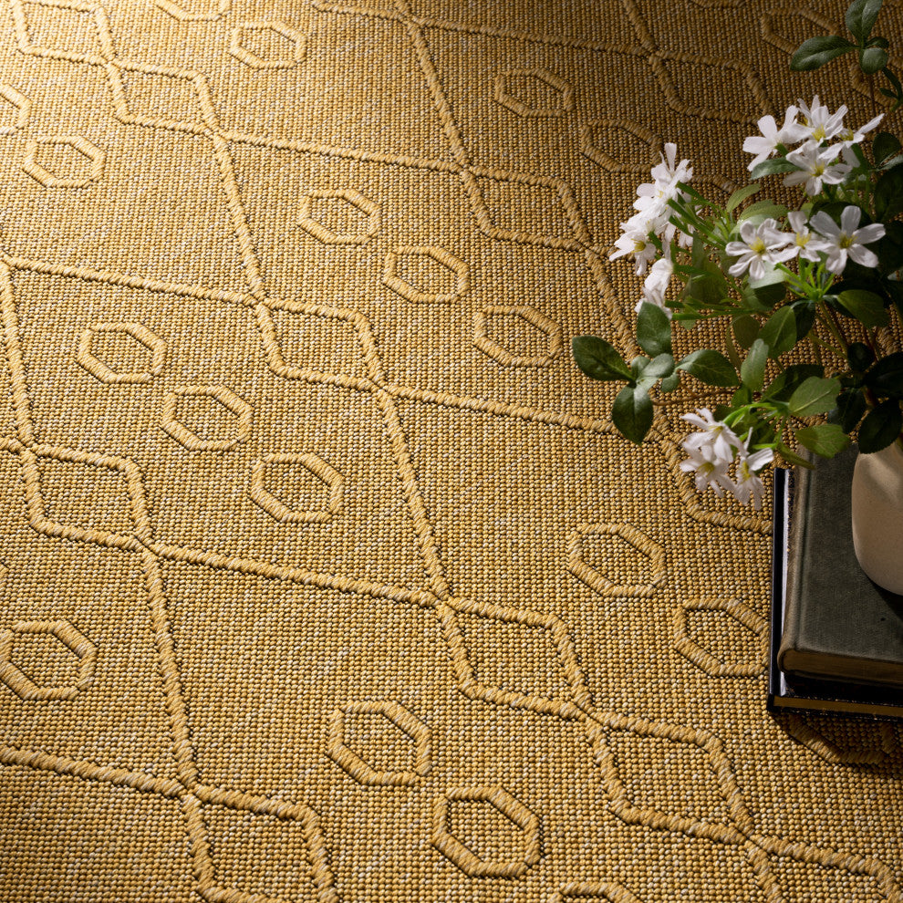 Aliana Transitional Geometric Gold Indoor Rectangle Area Rug 8x10