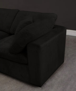 Cozy Velvet Upholstered Comfort 2-Piece Modular Sofa, Black