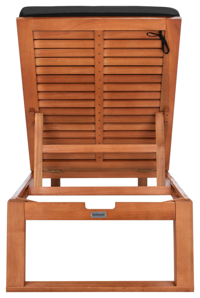 Safavieh Solano Sunlounger, Natural Wood/Black