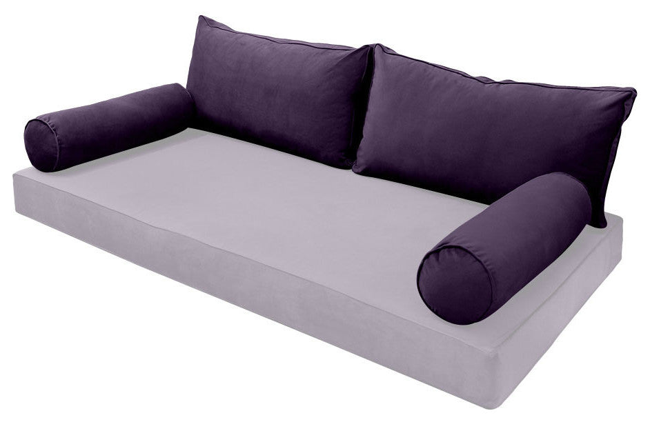 STYLE V2 Twin Velvet Pipe Trim Indoor Daybed Bolster Pillow |COVER ONLY| AD339