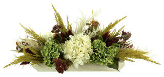 Fall Centerpiece with Hydrangeas and Pampas