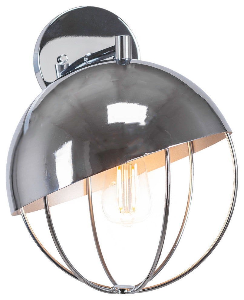 Neo 1-Light Wall Sconce, Chrome Finish With Amber Antique LED Bulb
