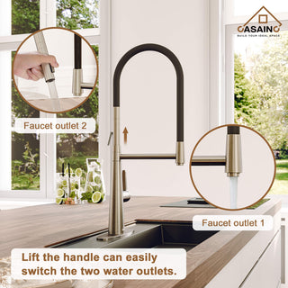 Single-Handle Standard Kitchen Faucet with Fast Mount and Deck Plate, Brushed Nickel