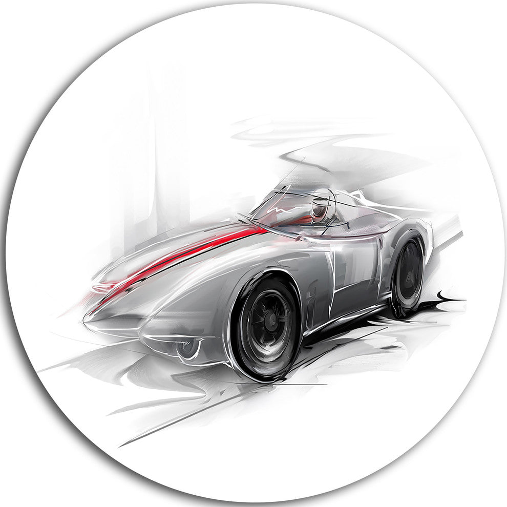 Silver Formula One Car, Digital Art Car Disc Metal Artwork, 11"