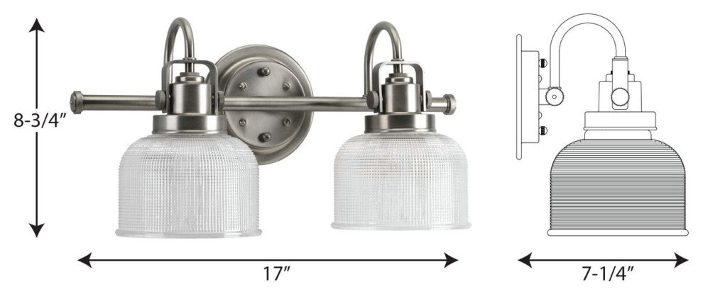 Archie Collection 2-Light Bath Light, Antique Nickel