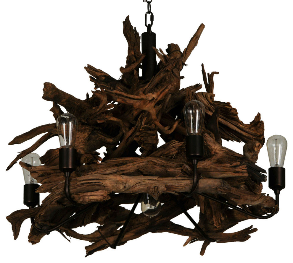 30 Wide Driftwood 7 Light Chandelier