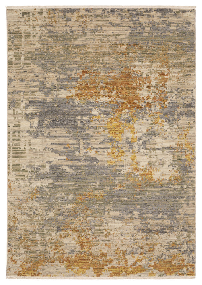 Saturn Mottled Abstract Beige/Gold Wool Blend Area Rug 5'3" x 7'6"