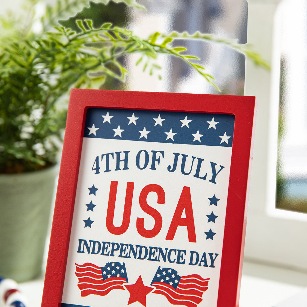 Patriotic Wooden Block Table Sign, 3-Piece Set