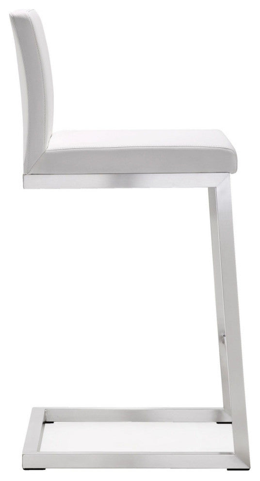 Parma White Stainless Steel Counter Stool - Set of 2 - White