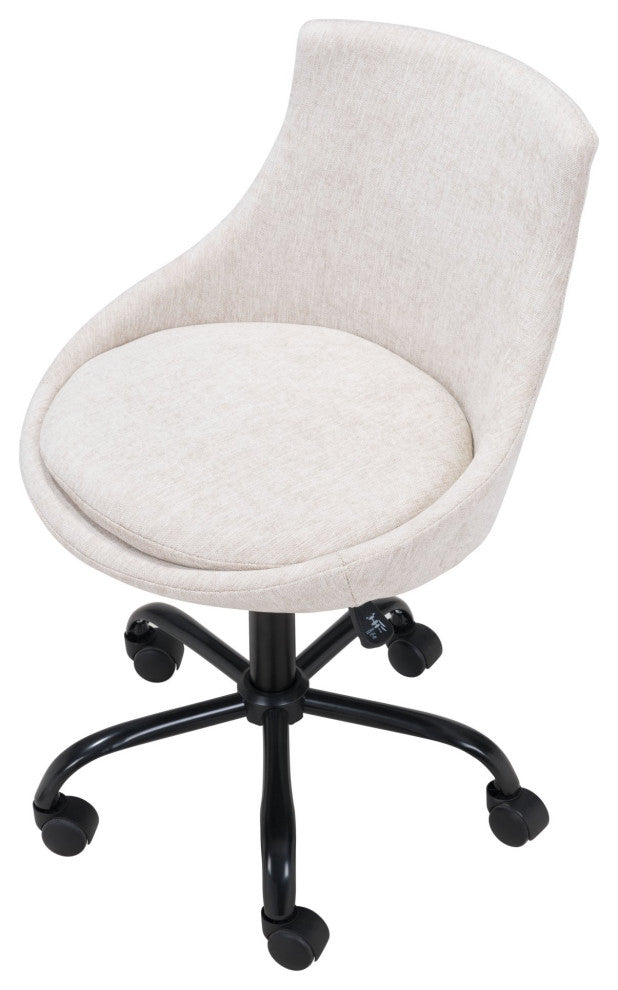 Computer Work Chair, Steel Metal, Fabric, Beige, Black, Home Business Office