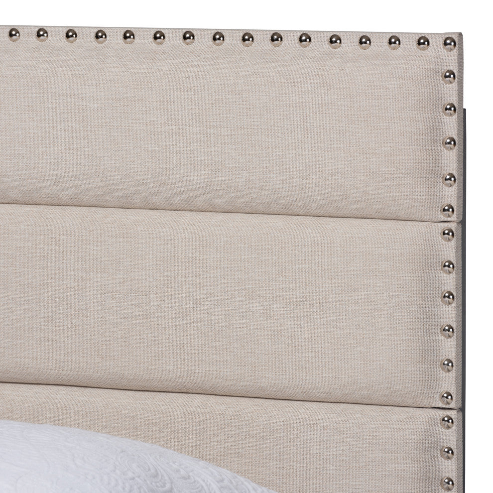 Hockley Beige Fabric Twin Size Bed
