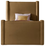 Elias Upholstered Bed, Saddle, Twin, Velvet