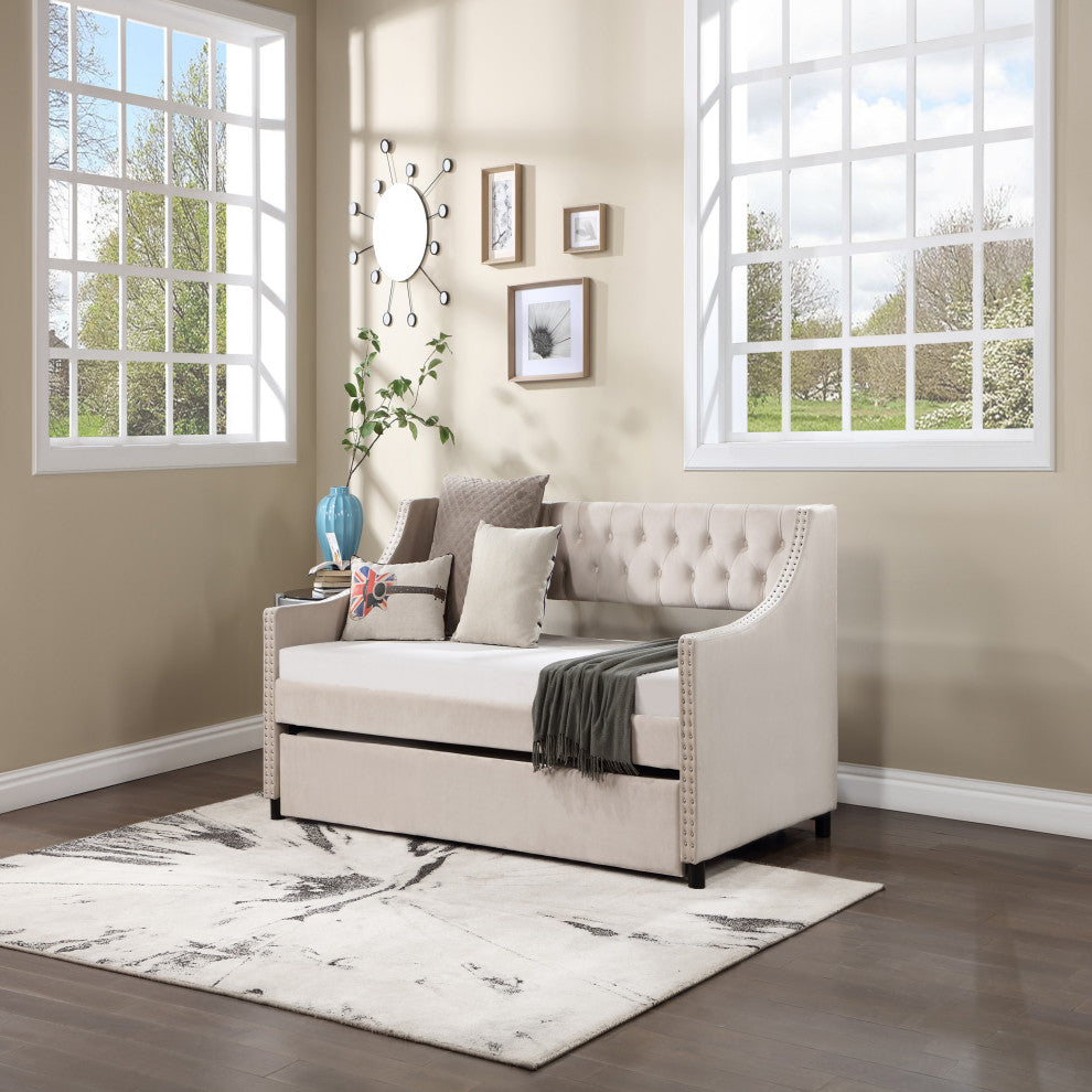 Gewnee Daybed with Trundle Upholstered Tufted Sofa Be