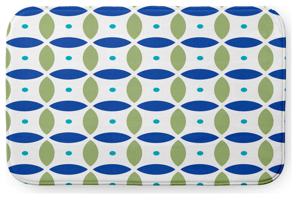 Green Rectangular Geometric Pet Feeding Mat for Dogs or Cats