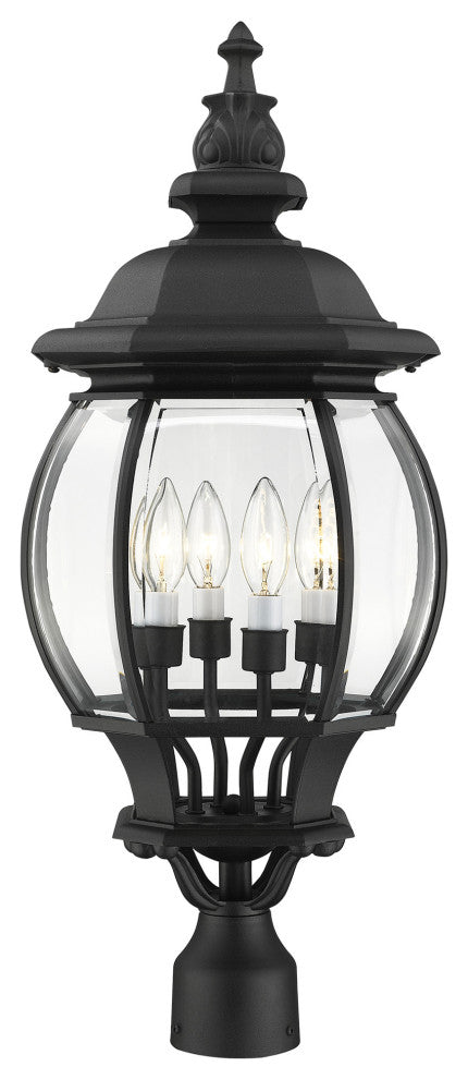 Textured Black Traditional, Colonial, Outdoor Post Top Lantern