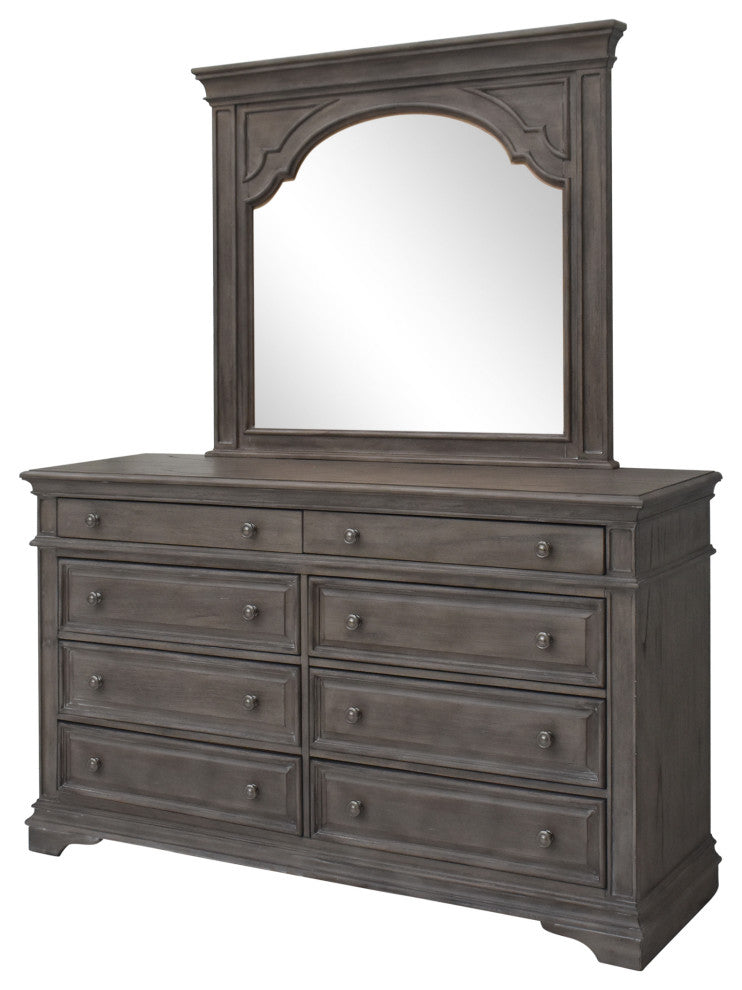 Highland Park Dresser, Distressed Driftwood, With Mirror