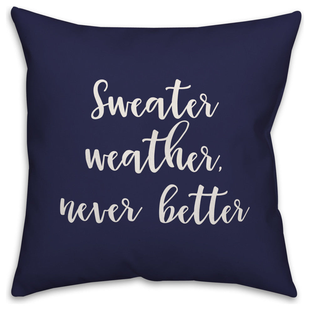 Sweater Weather Never Better in Navy 18x18 Throw Pillow