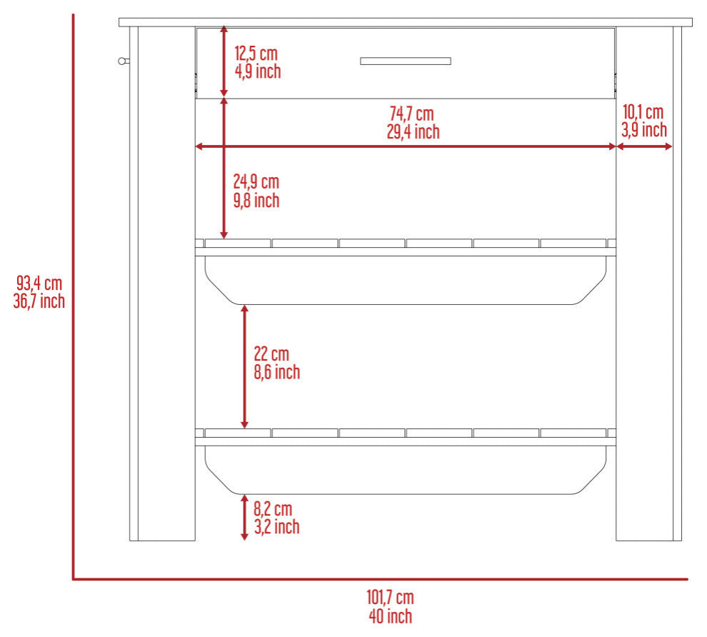 Brooklyn 40 Kitchen Island Black/Pine