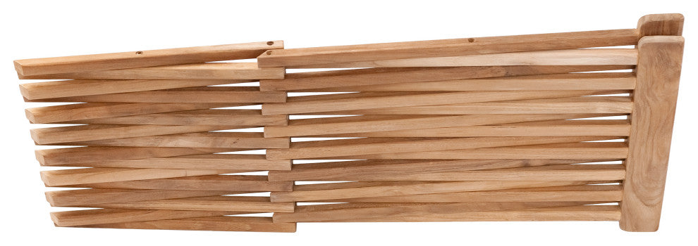 Nordic Style Natural Teak Folding Stool with Horizontal Slats