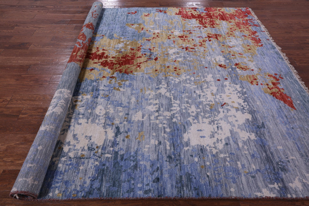 Abstract Handmade Wool Rug 7' 11" X 9' 11" Q8983