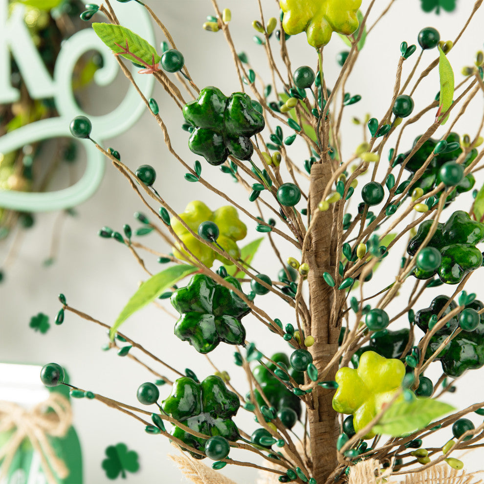 18"H St Patrick's Shamrock and Berry Table Tree