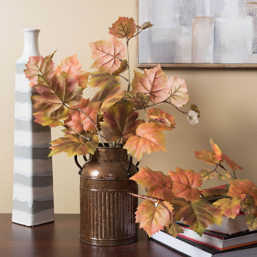 Vickerman Fb170301 20" Artificial Red And Brown Autumn Grape Leaf