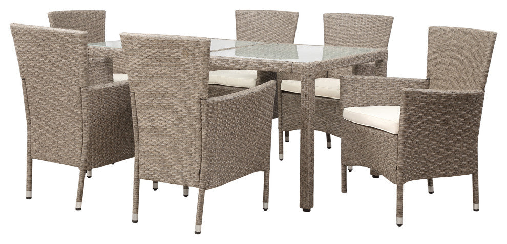 7 Pieces Outdoor Patio Wicker Dining Table Set With Cushion