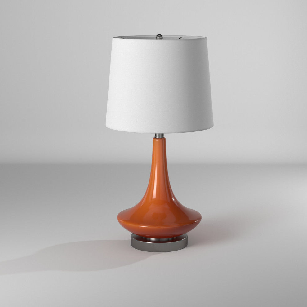 Retro Orange Glass Table Lamp With Steel Base