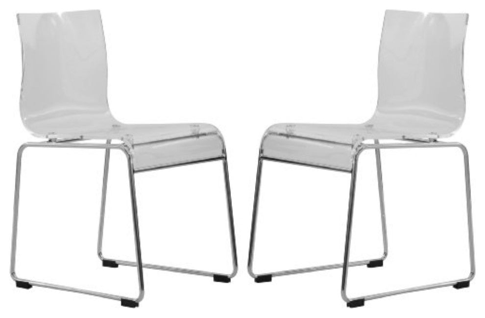 LeisureMod Lima Modern Acrylic Chair, Set of 2