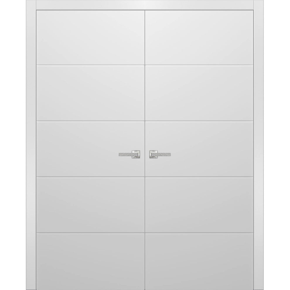 Interior French Double Doors 84 x 84, Planum 0770 Painted White, Hall Bedroom
