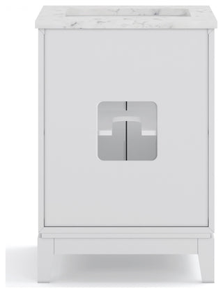 Elizabeth 24" Single Sink Carrara White Marble Vanity, Pure White