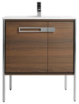 Oakville Bath Vanity, Ceramic Sink, Walnut Ebony, 30 Inch, Chrome Hardware