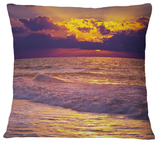 Clouds in Bright Sunshine At Sunset Landscape Printed Throw Pillow, 16"x16"